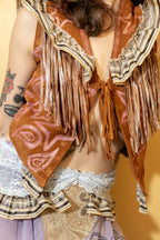 Paisley Dream Brown Suede Ruffle Vest
