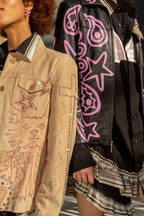 Black Paisley Dream Leather Jacket