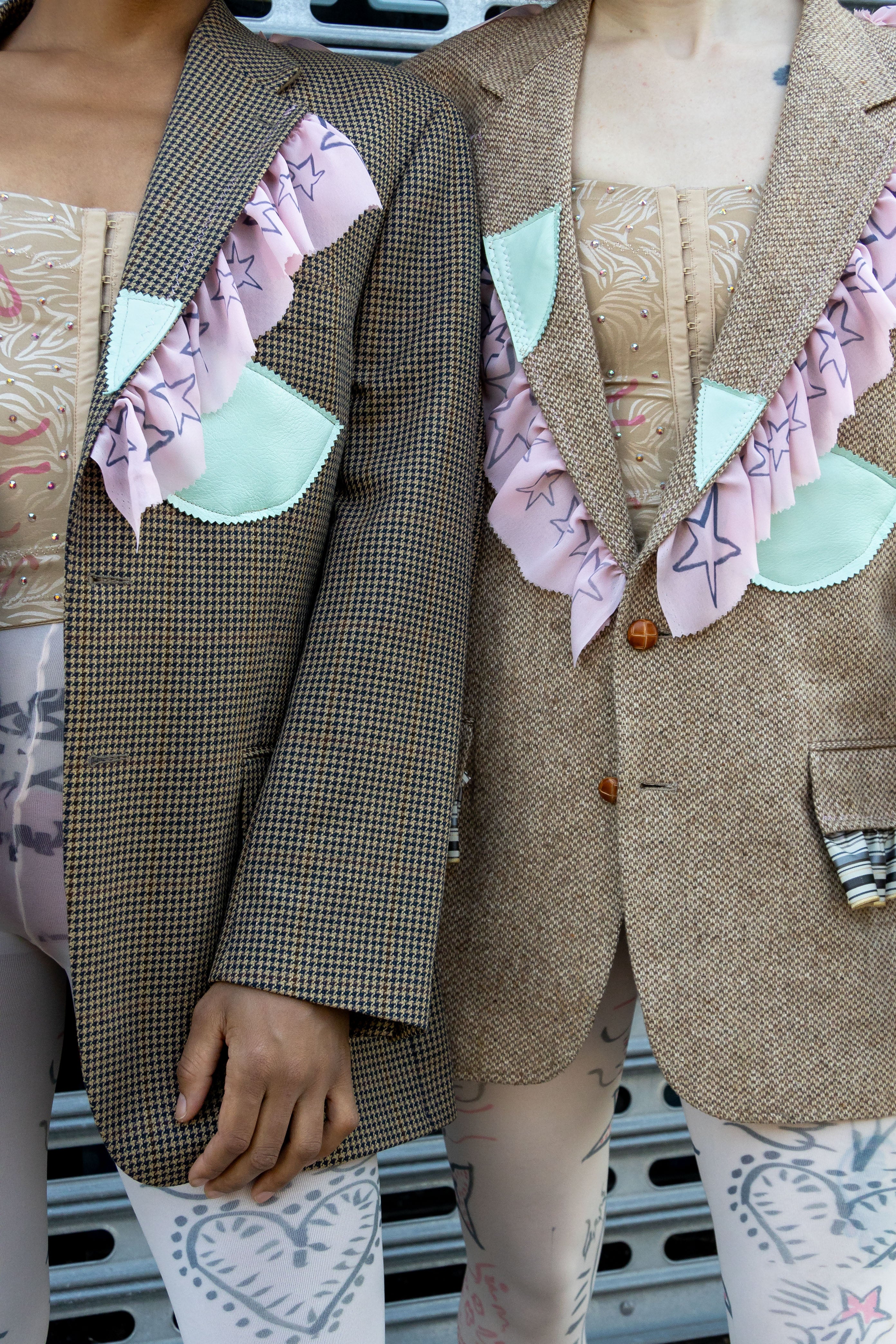 Oversized Collage Ruffle Tweed Blazer