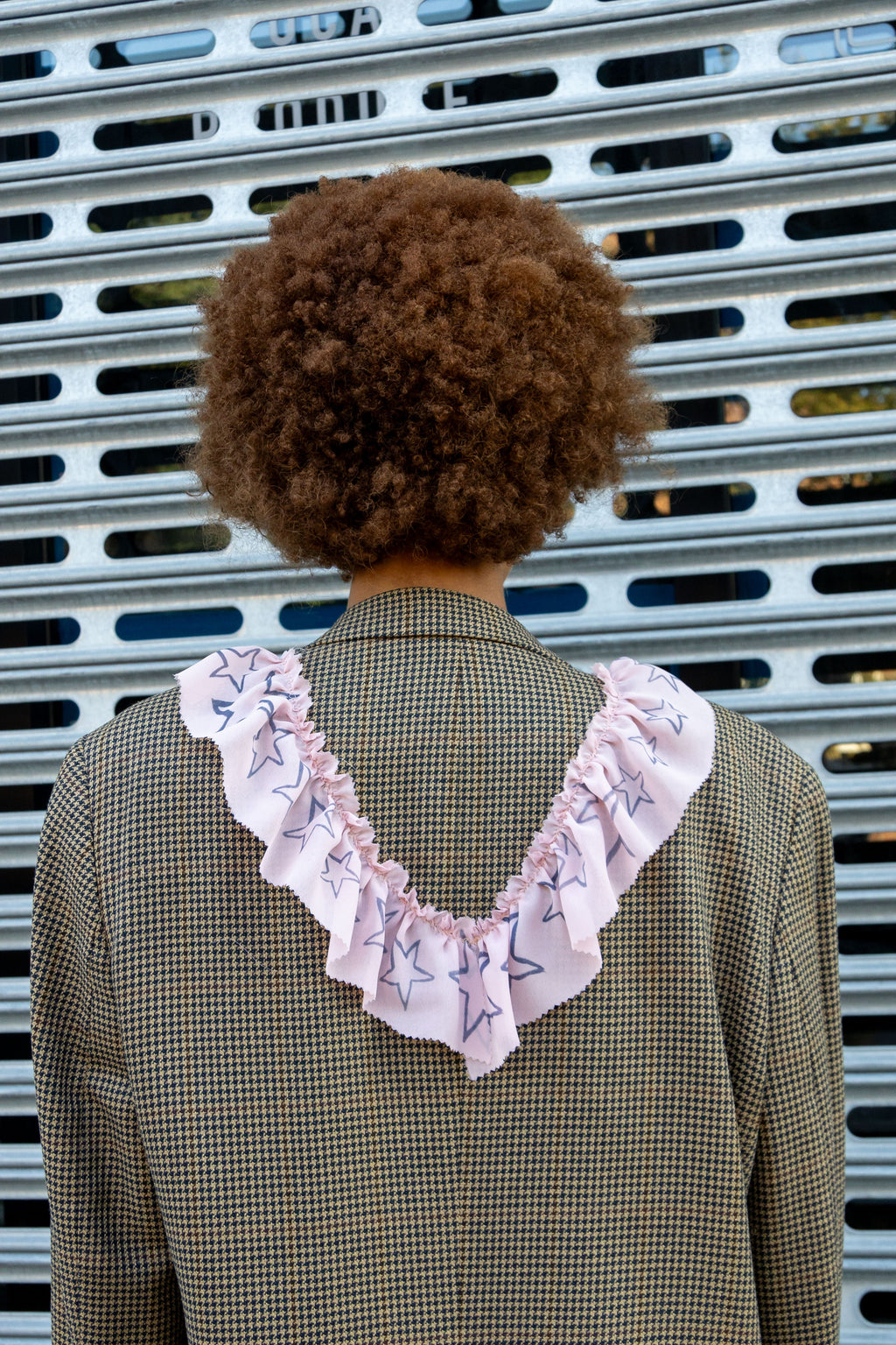 Oversized Collage Ruffle Tweed Blazer