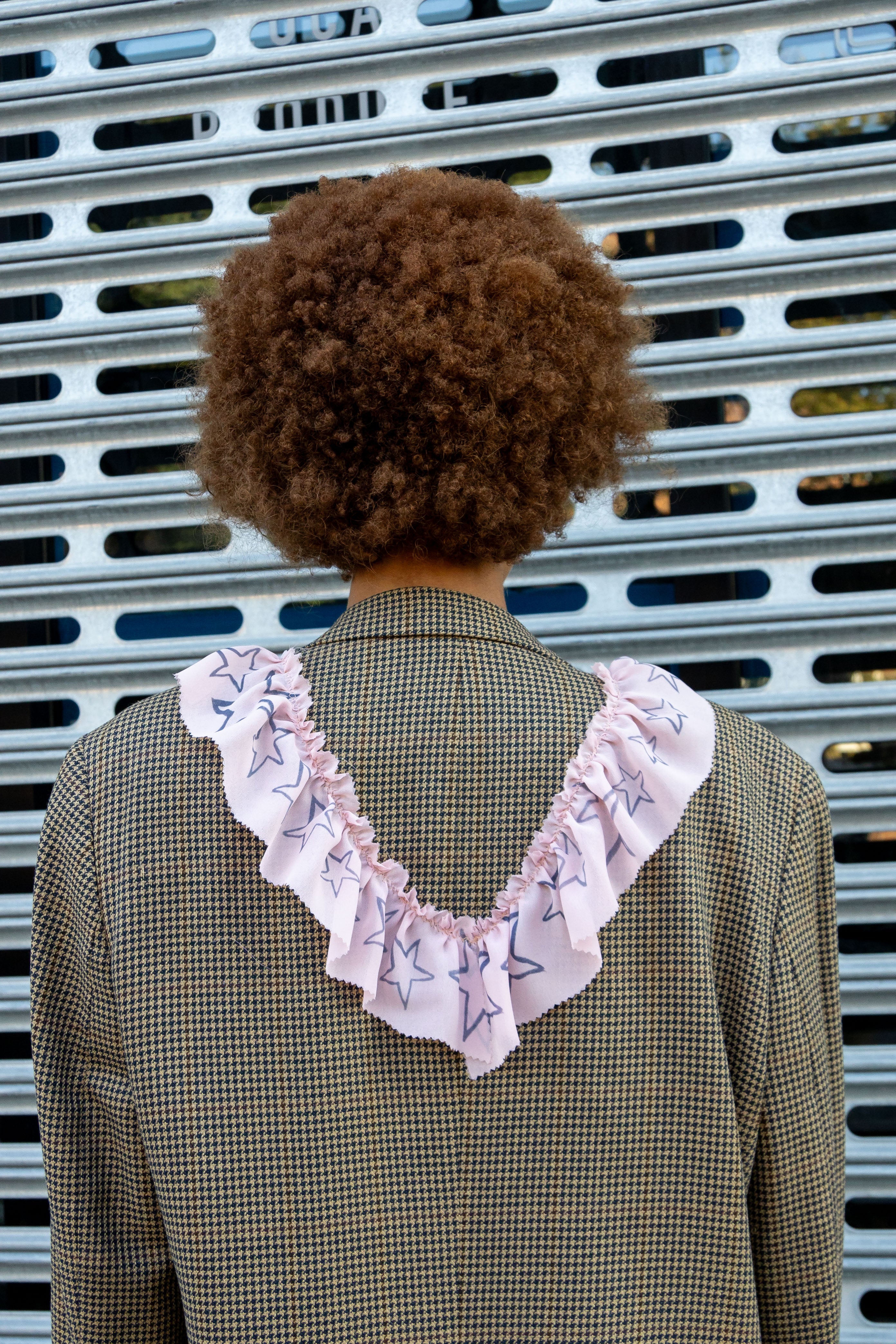 Oversized Collage Ruffle Tweed Blazer