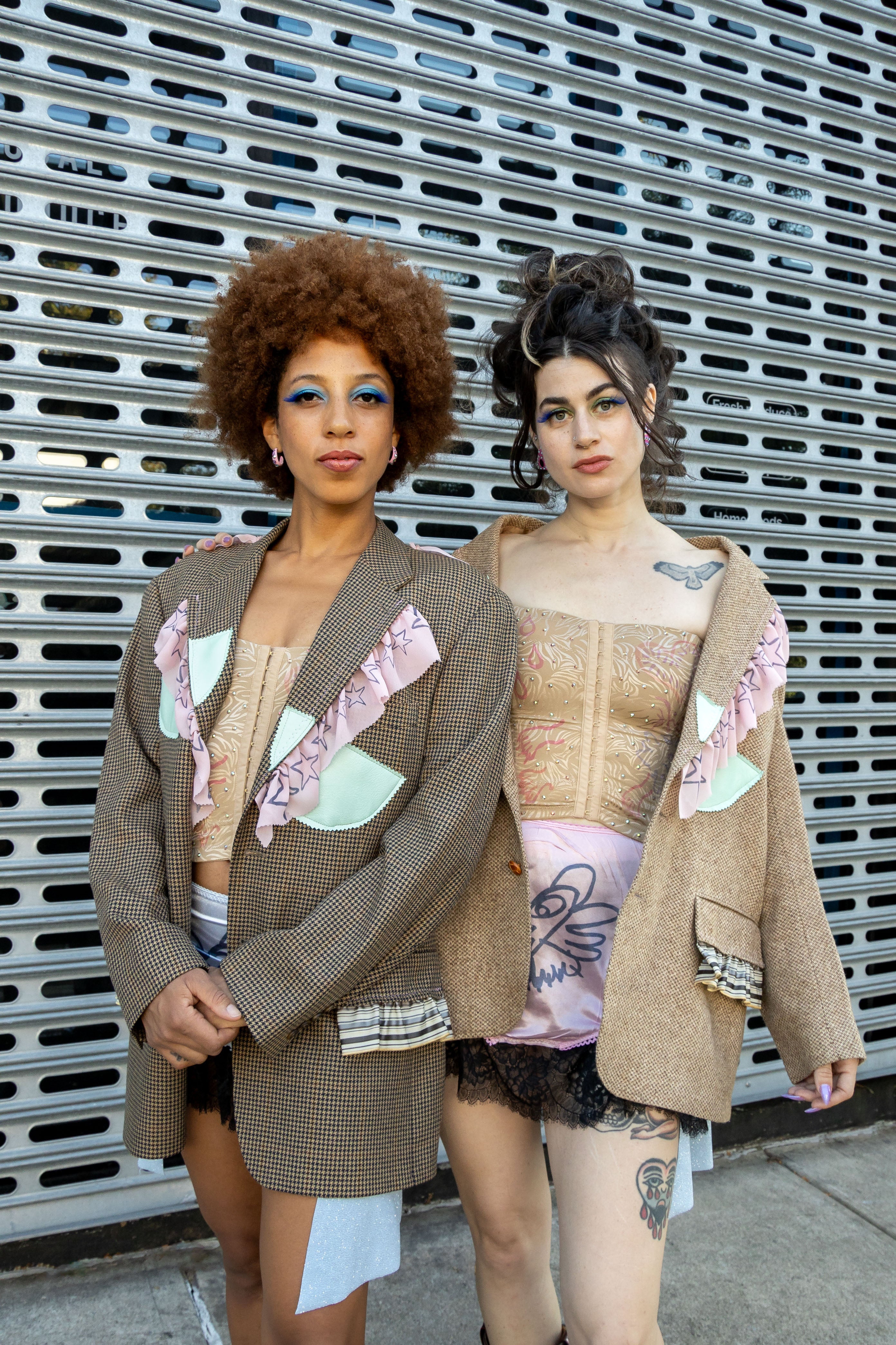 Oversized Collage Ruffle Tweed Blazer