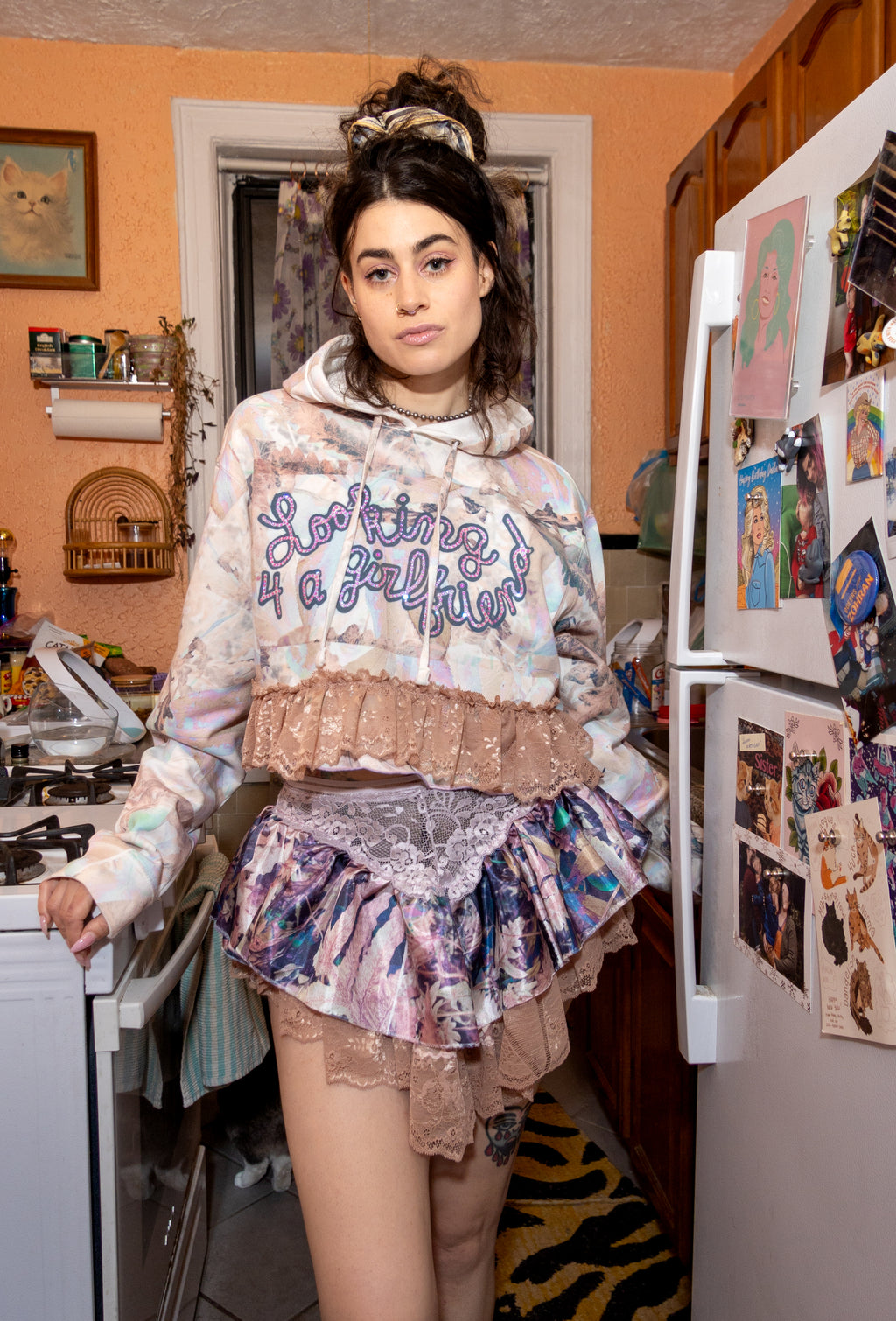 Dark Tortie Flouncy Mini Skirt