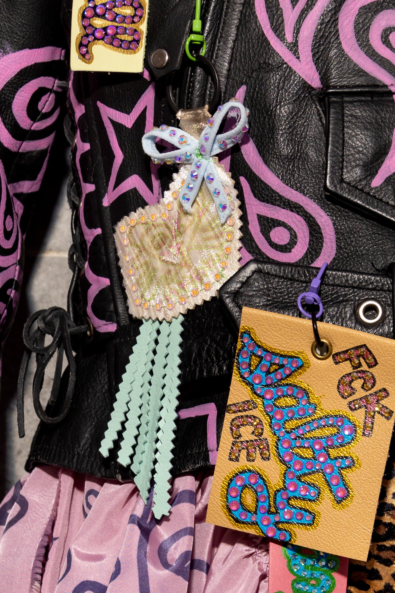 Acid Kitty Upcycled Gold Blue Sparkle Bag Charm