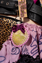 Acid Kitty Upcycled Pink Denim Sparkle Bag Charm