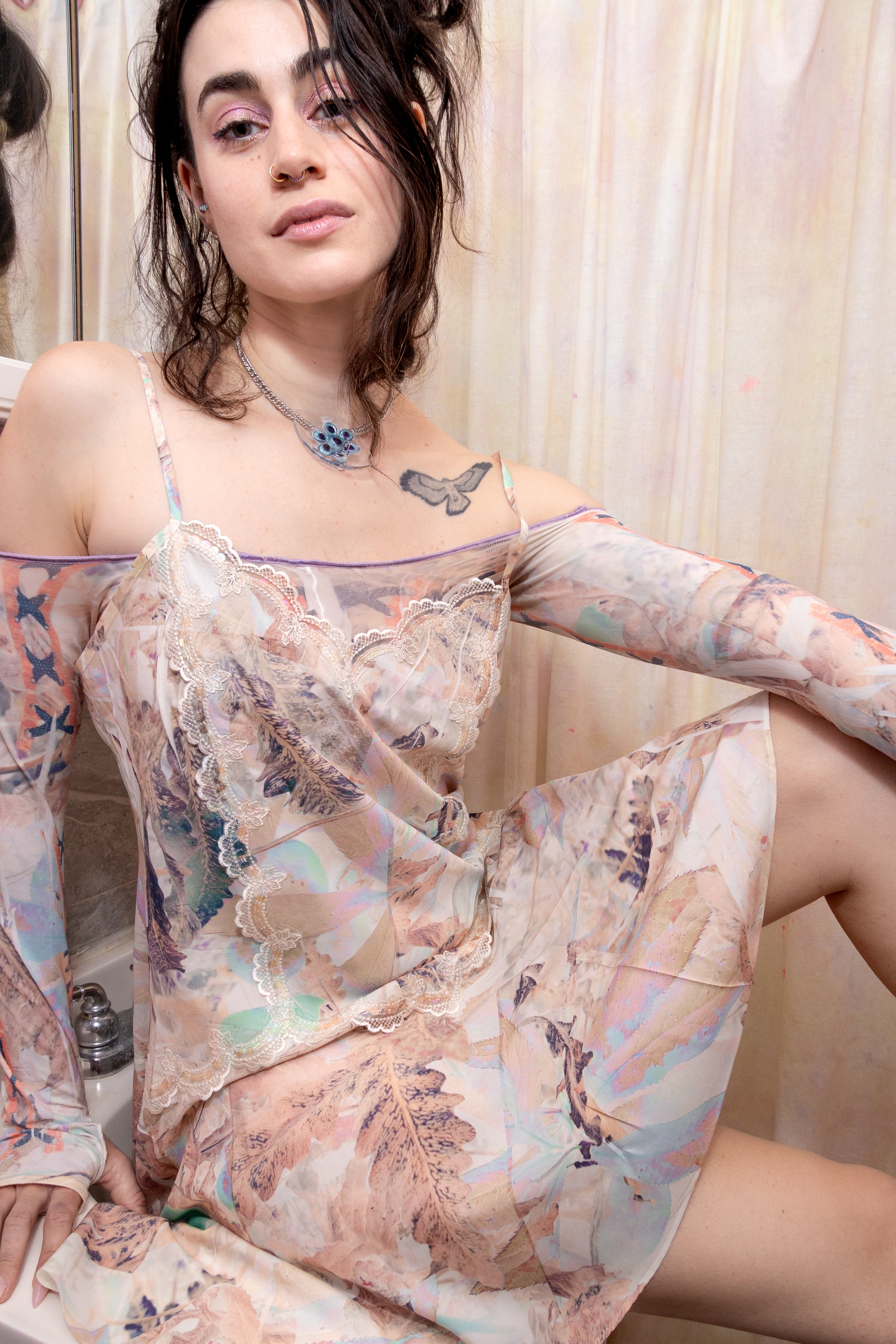 Dilute Tortie Embellished Slip Dress