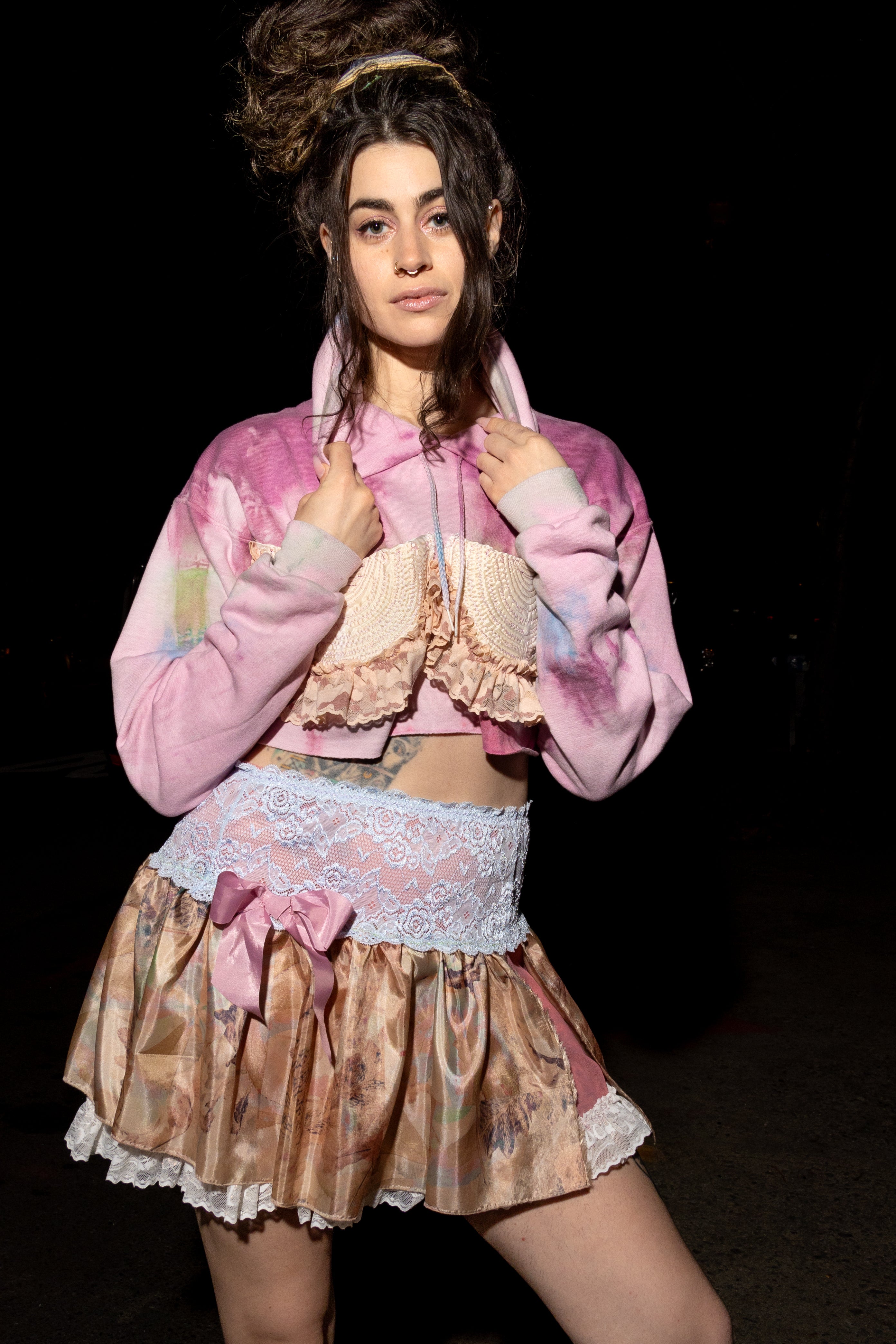 Lacey Bra Vibe Tie Dye Crop Hoodie