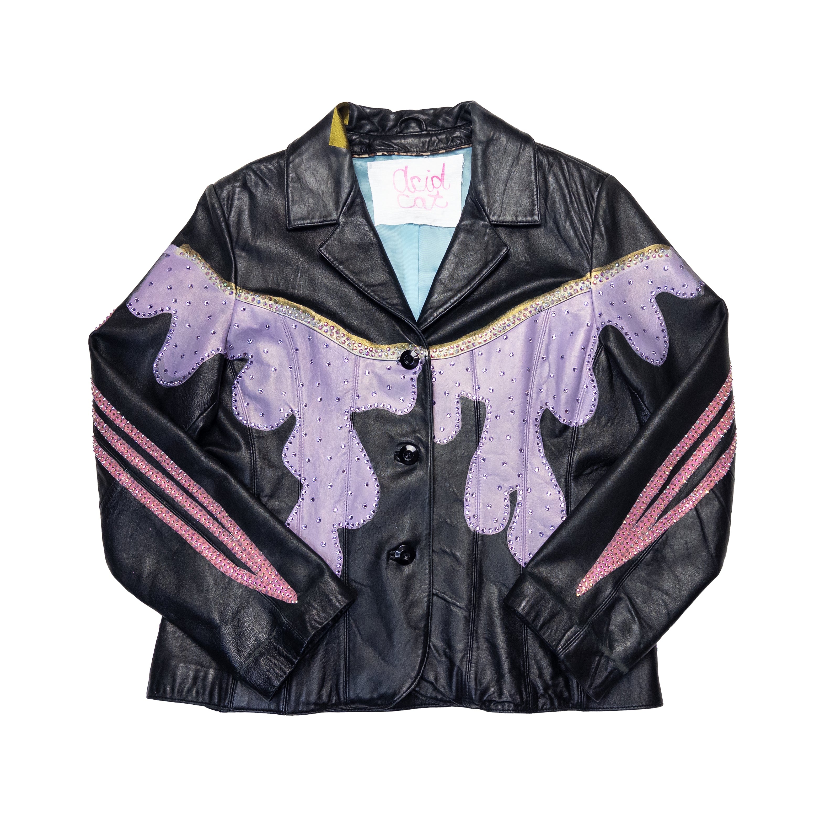 Drips And Heart And Swords Sparkle Leather Jacket