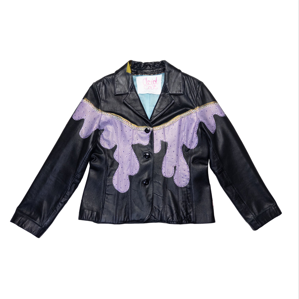 Drips And Heart And Swords Sparkle Leather Jacket