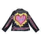 Drips And Heart And Swords Sparkle Leather Jacket