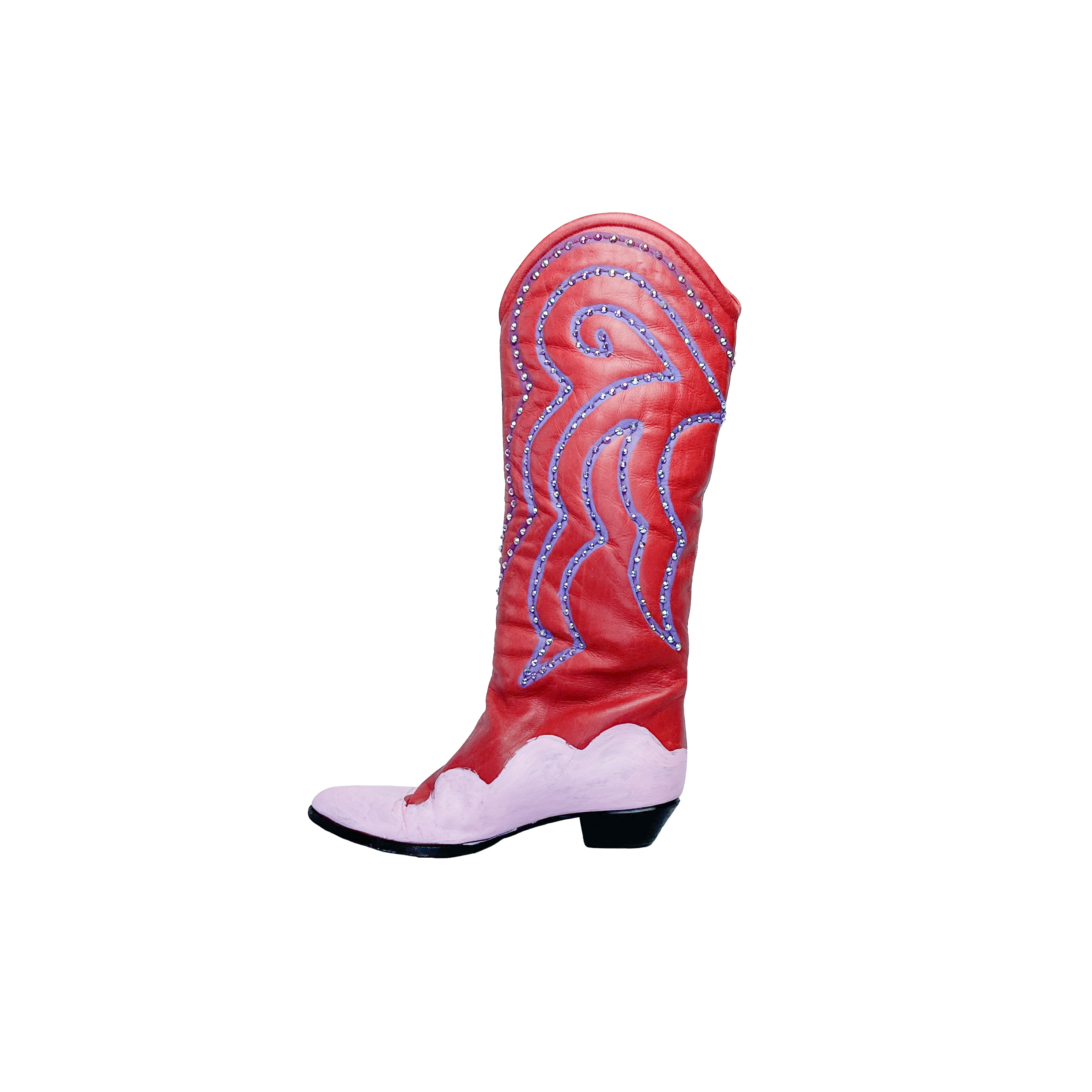 Red Swirl Sparkle Vintage Boot - Size 6.5