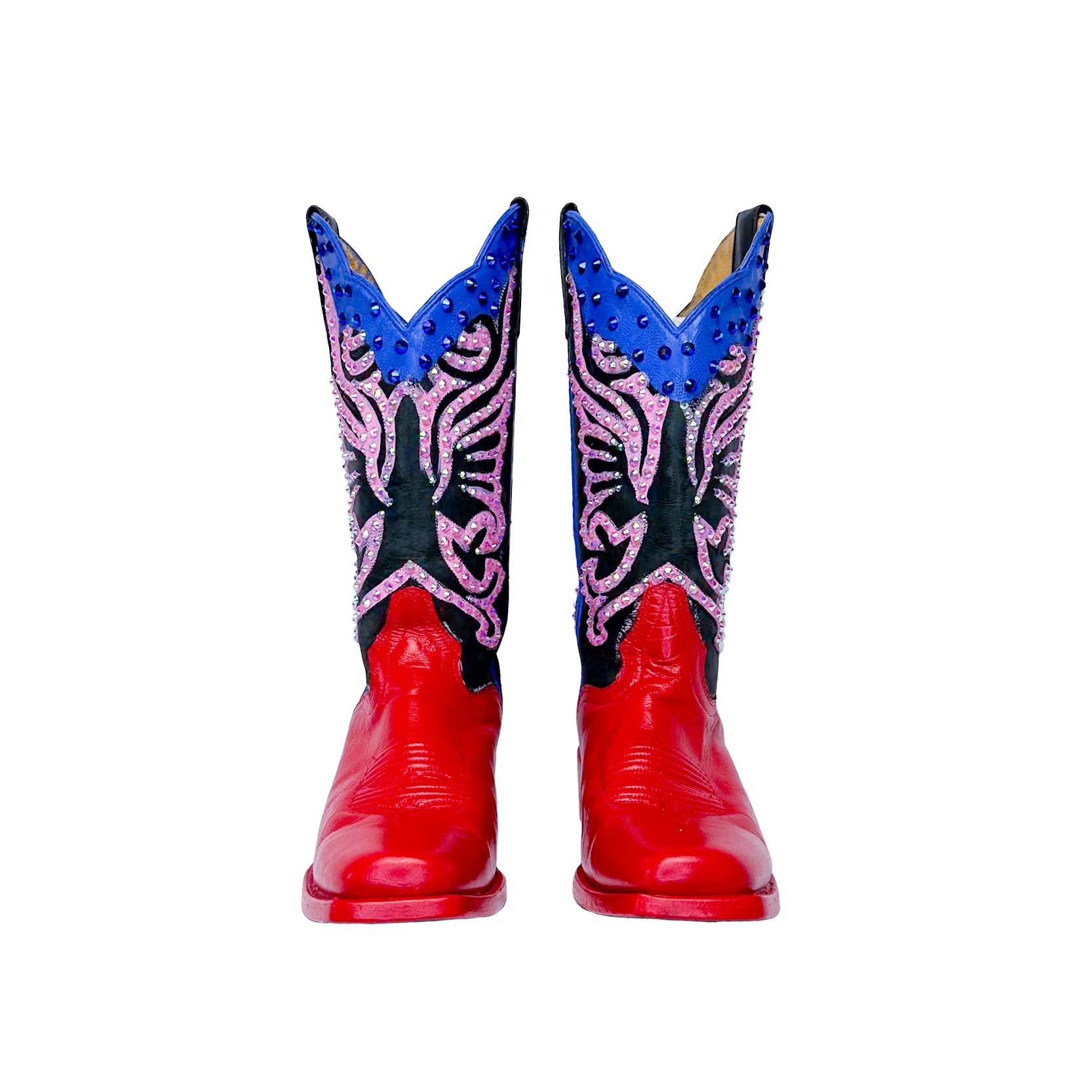 Red Multicolor Sparkle Vintage Cowboy Boot - Size 7