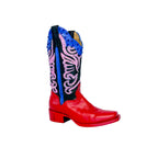 Red Multicolor Sparkle Vintage Cowboy Boot - Size 7