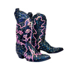 Marled Metallic Blue Sparkle Vintage Cowboy Boot - Size 7