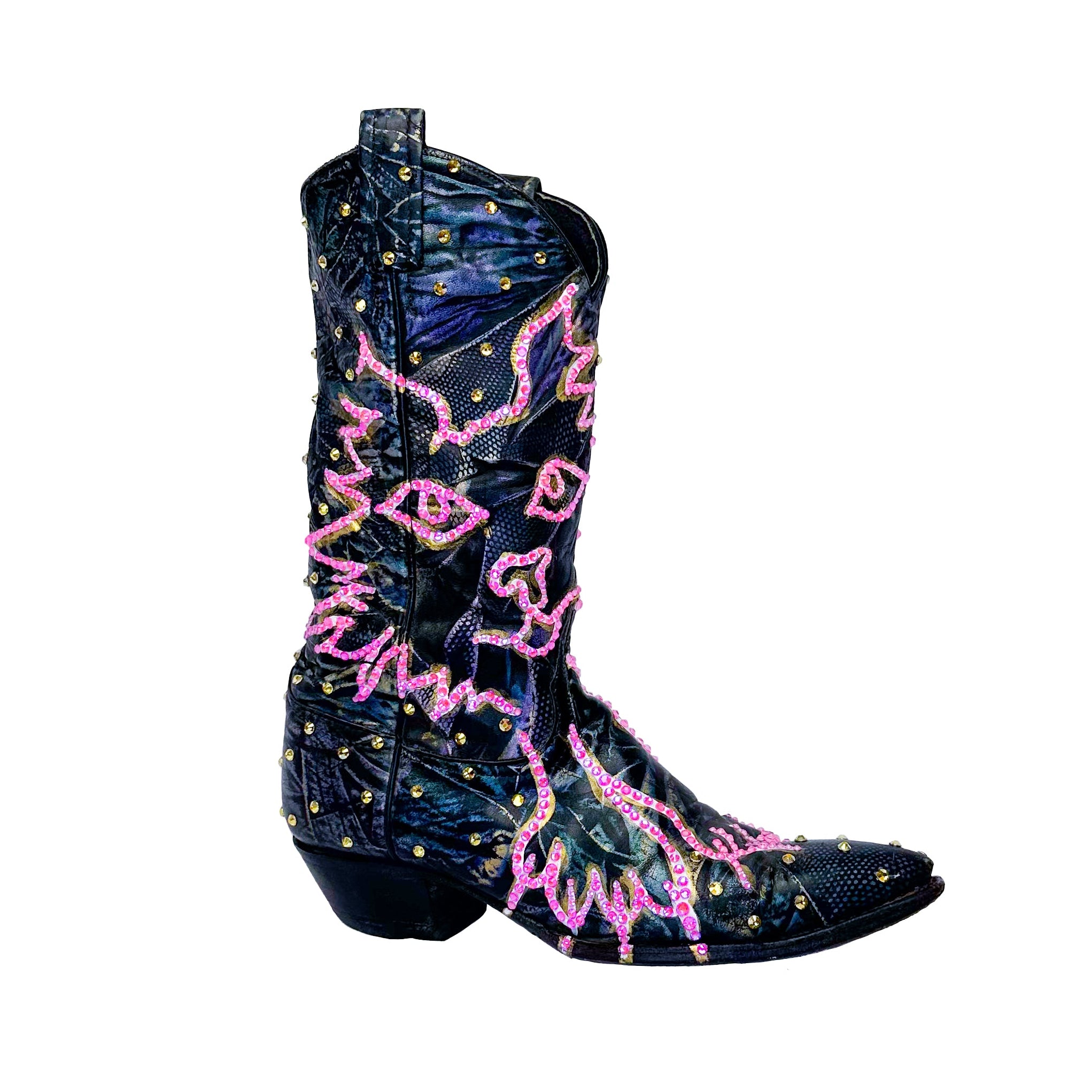 Marled Metallic Blue Sparkle Vintage Cowboy Boot - Size 7