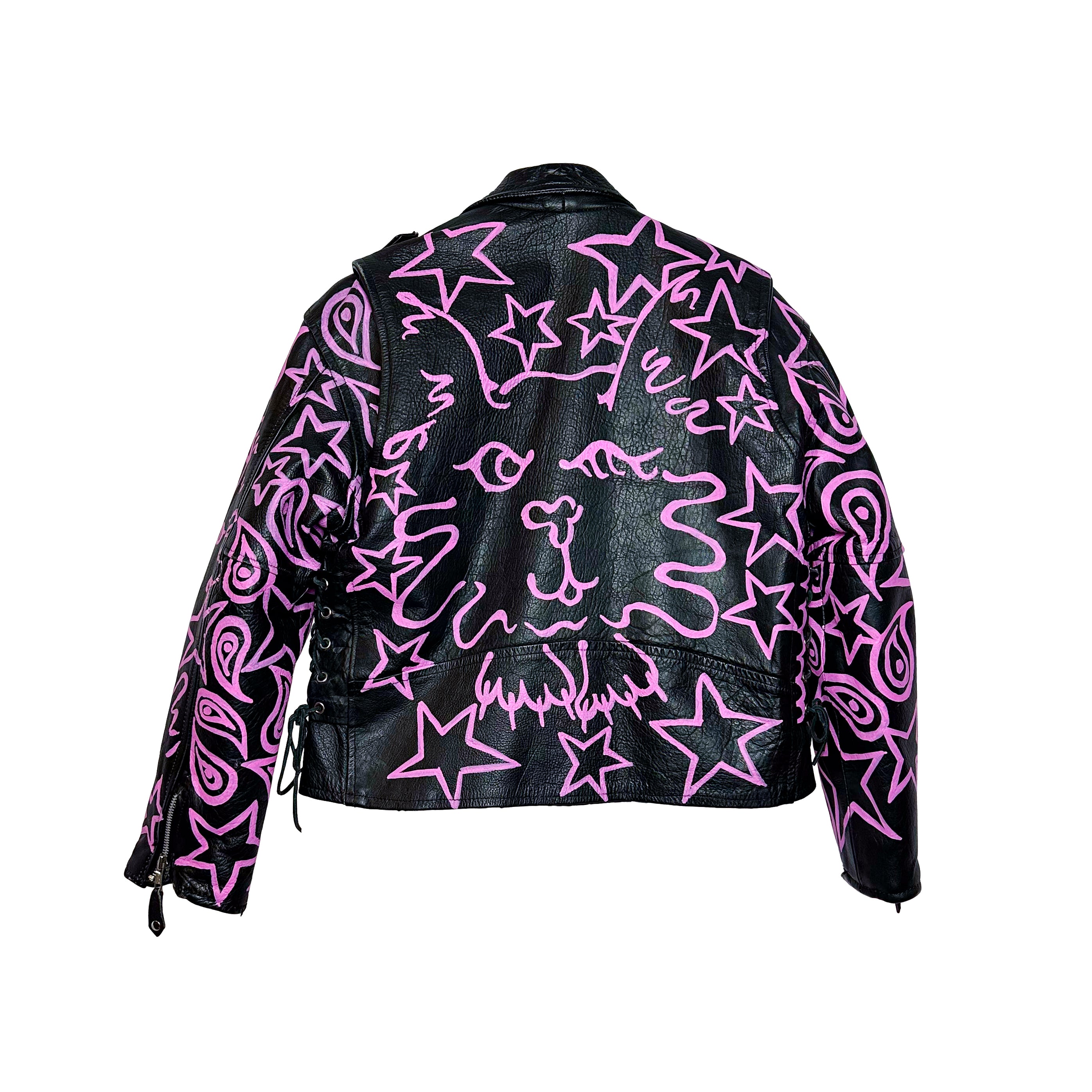 Paisley Dream Cropped Moto Black Leather Jacket