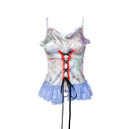 Purple Tortie Corset Vibe Lace Up Tank