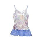 Purple Tortie Corset Vibe Lace Up Tank