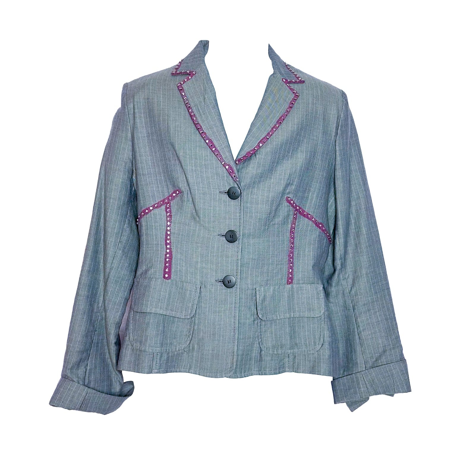 Looking For A Girlfriend Sparkle Pinstripe Suit Jacket