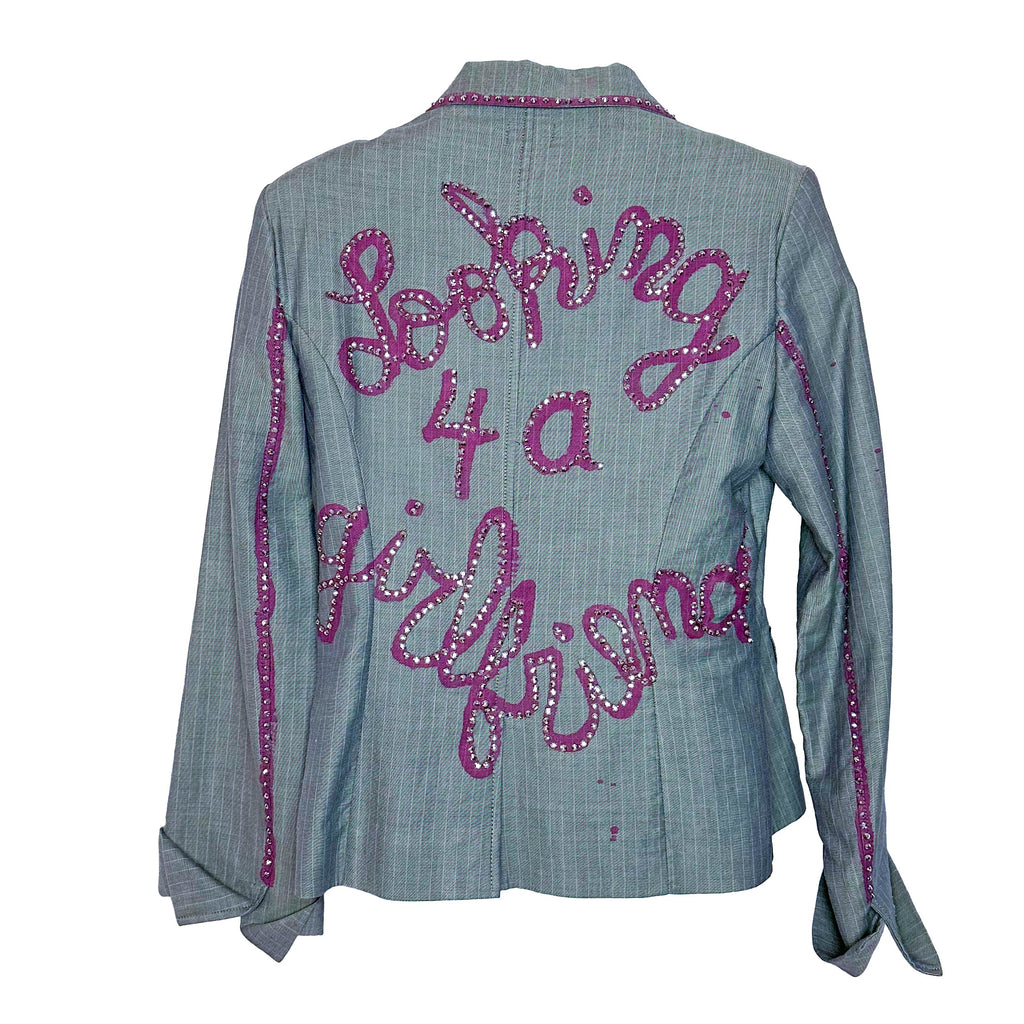 Looking For A Girlfriend Sparkle Pinstripe Suit Jacket