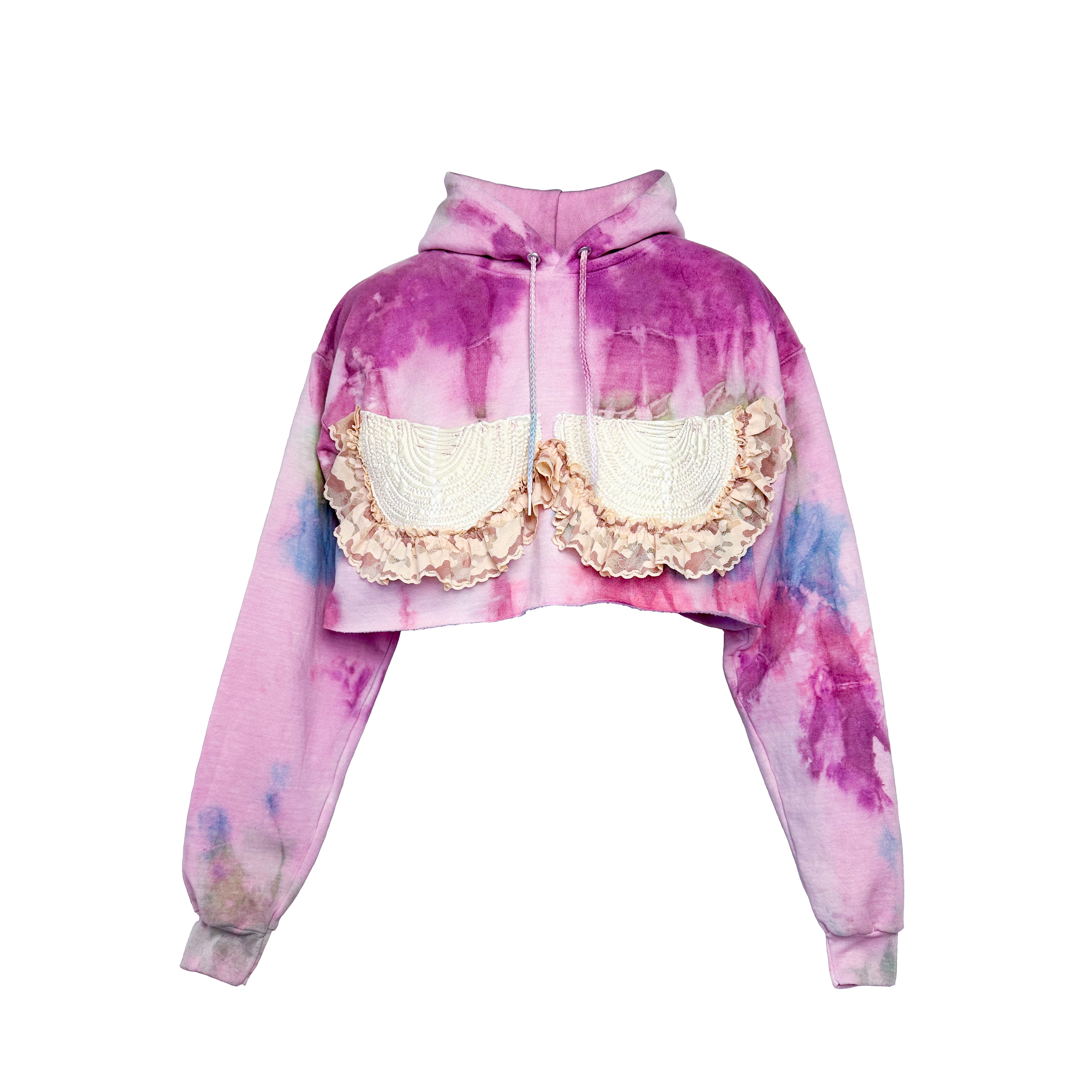 Lacey Bra Vibe Tie Dye Crop Hoodie
