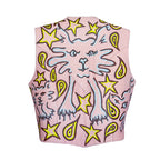 Paisley Kitty Dream Pink Leather Vest