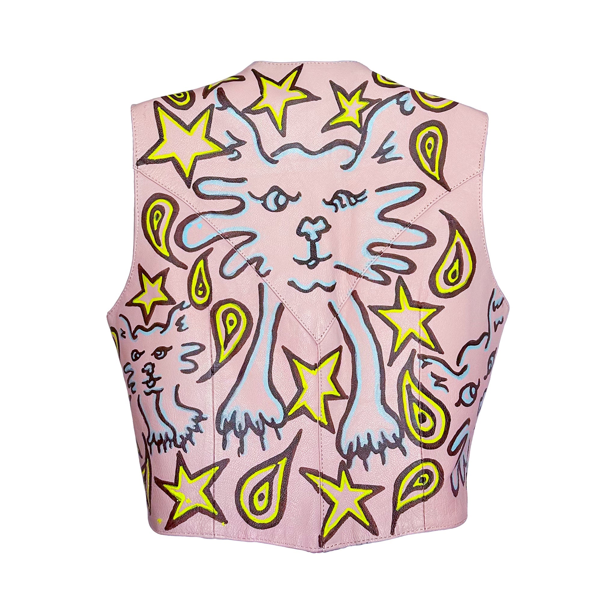 Paisley Kitty Dream Pink Leather Vest