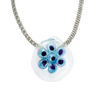Flower Sparkle Blue Green Pendant Necklace