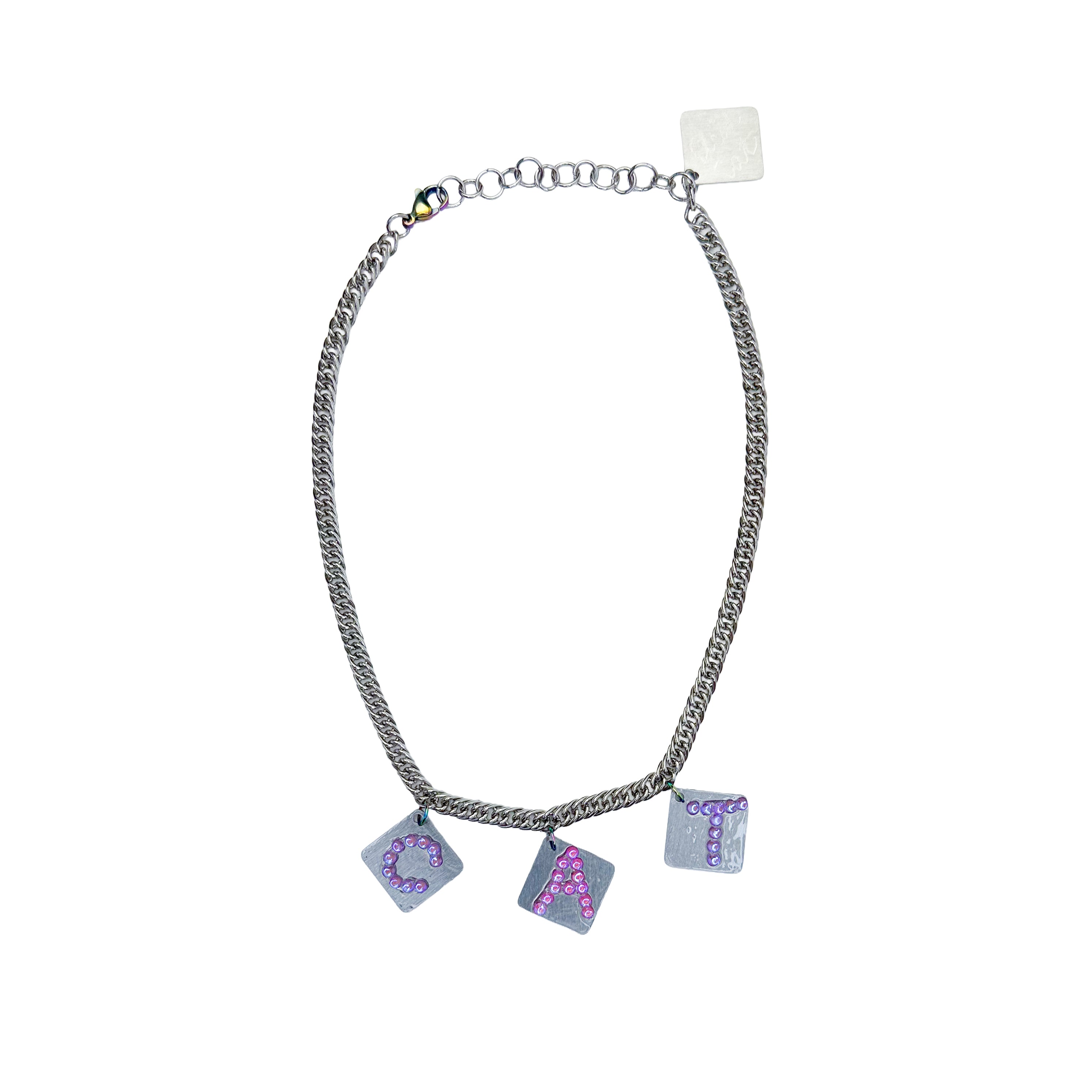 Acid Cat Layered Sparkle Charm Necklace Set