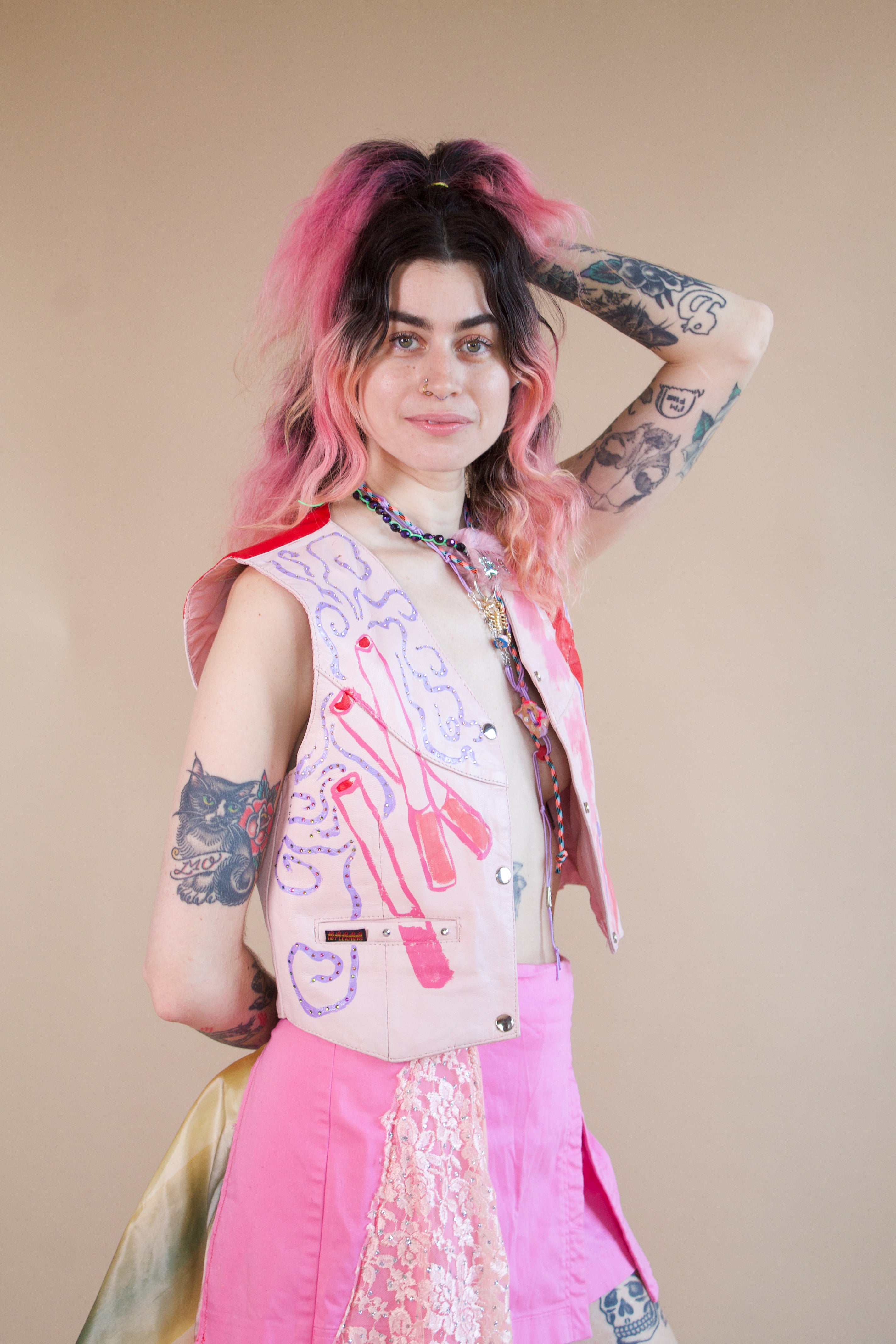 Cig Heal Me Pink Leather Vest