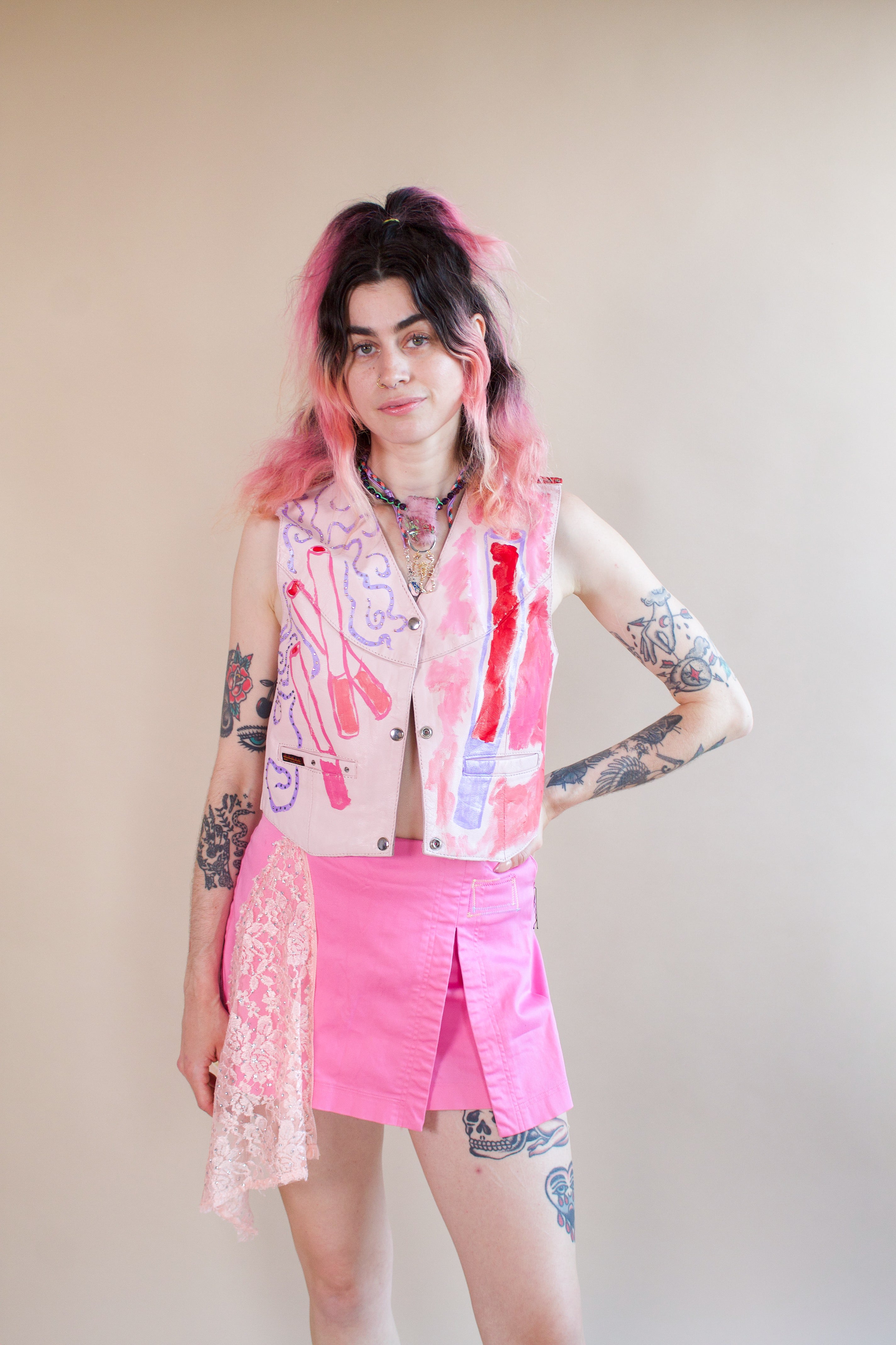 Cig Heal Me Pink Leather Vest