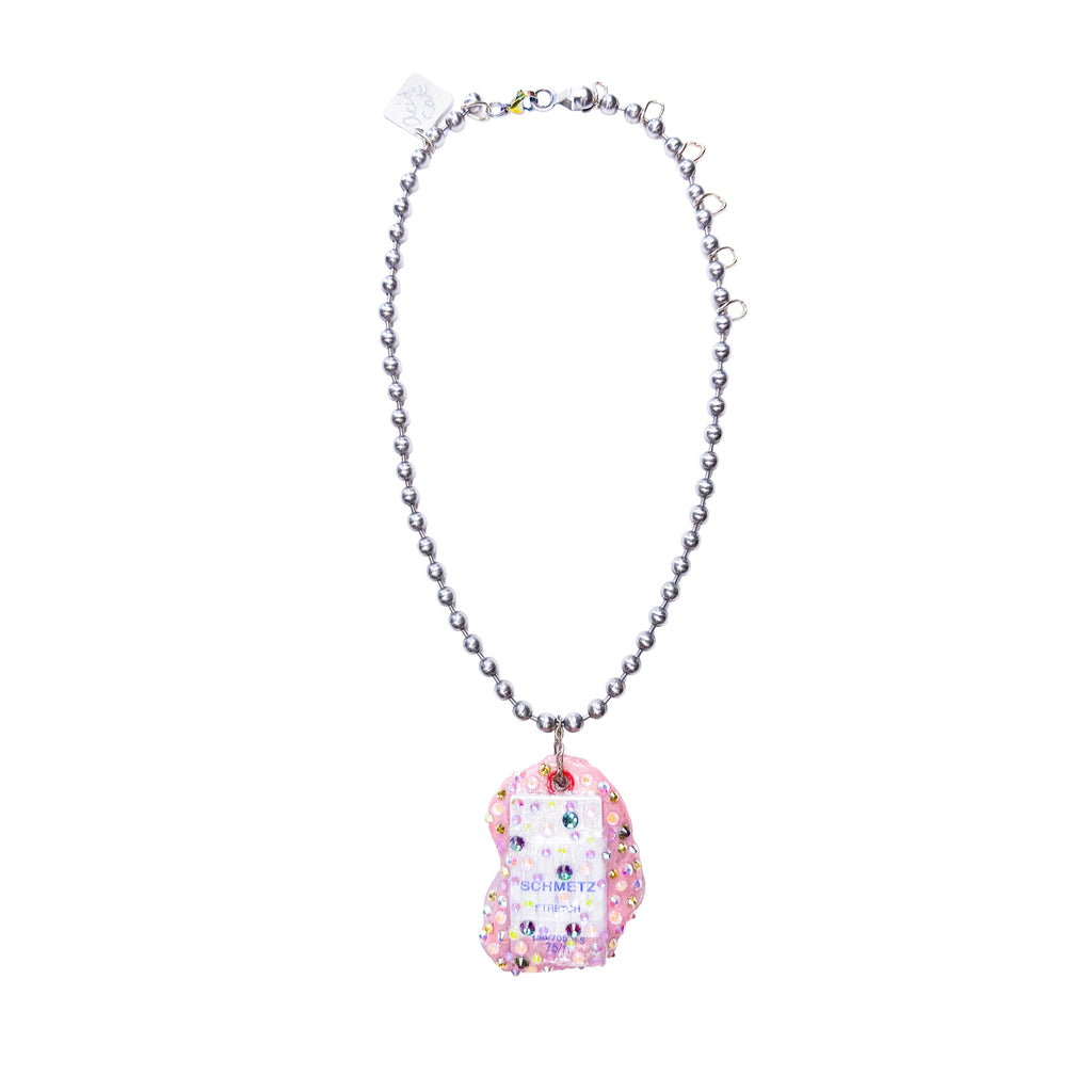 Reduce Reuse Pink Sew Sparkle Necklace
