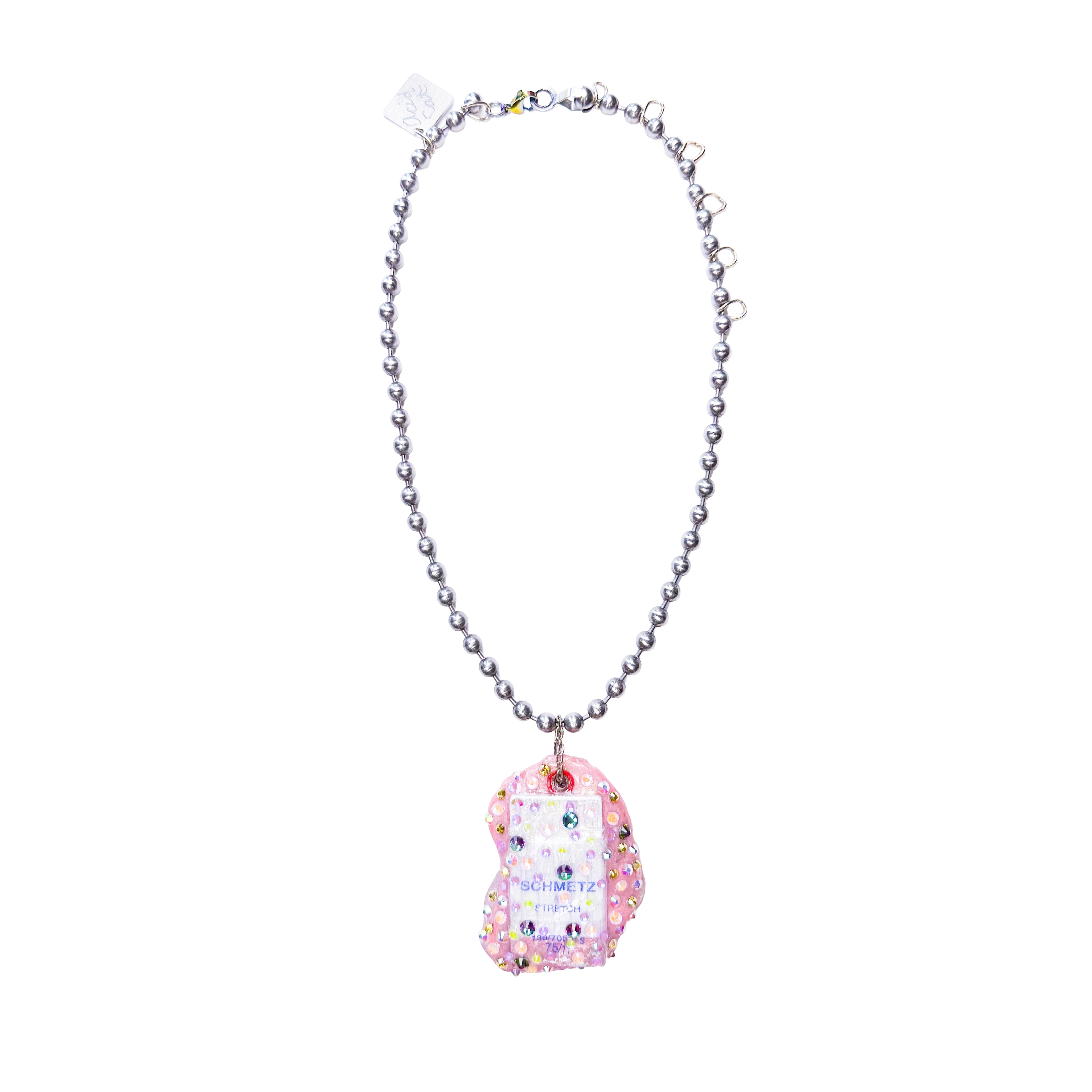Reduce Reuse Pink Sew Sparkle Necklace