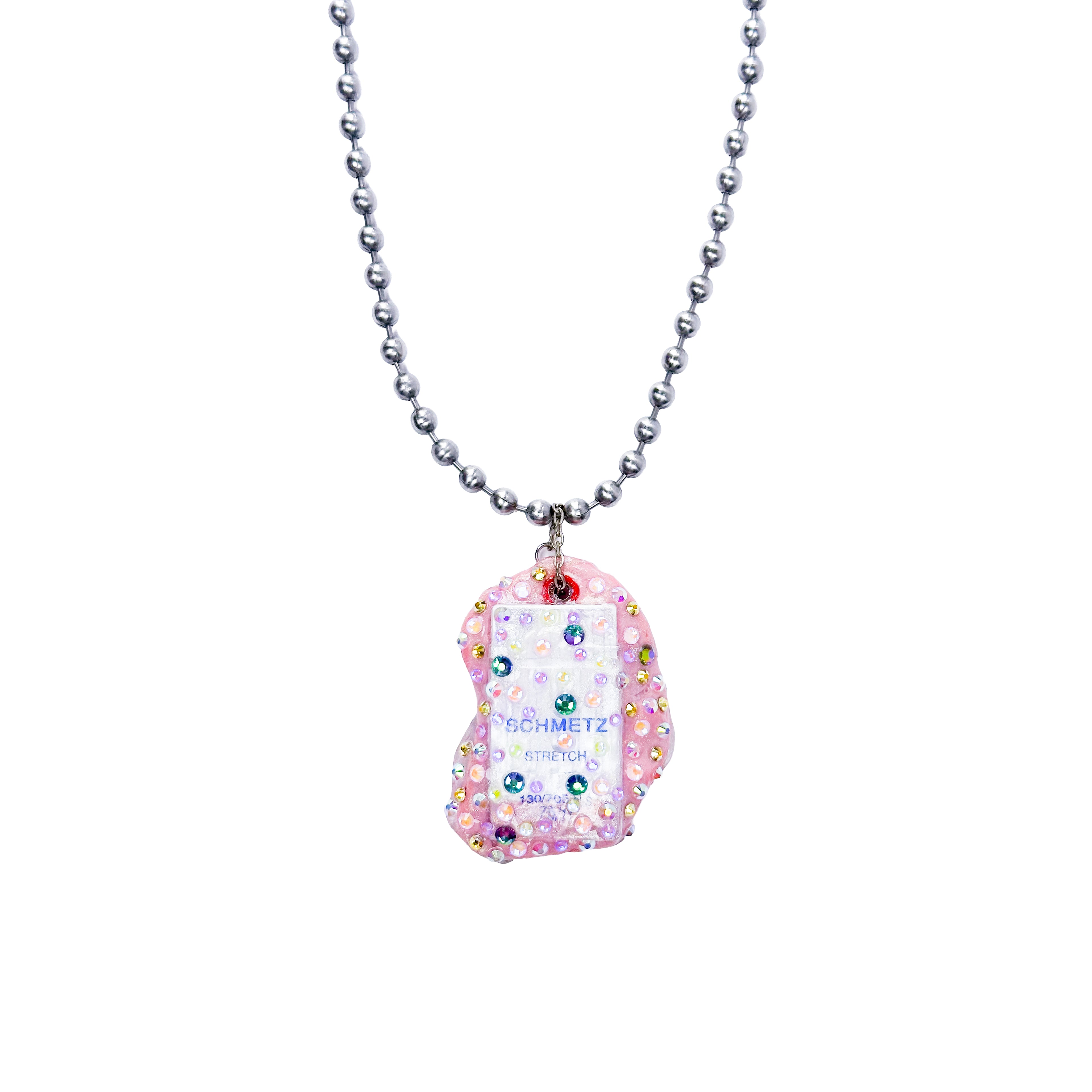 Reduce Reuse Pink Sew Sparkle Necklace
