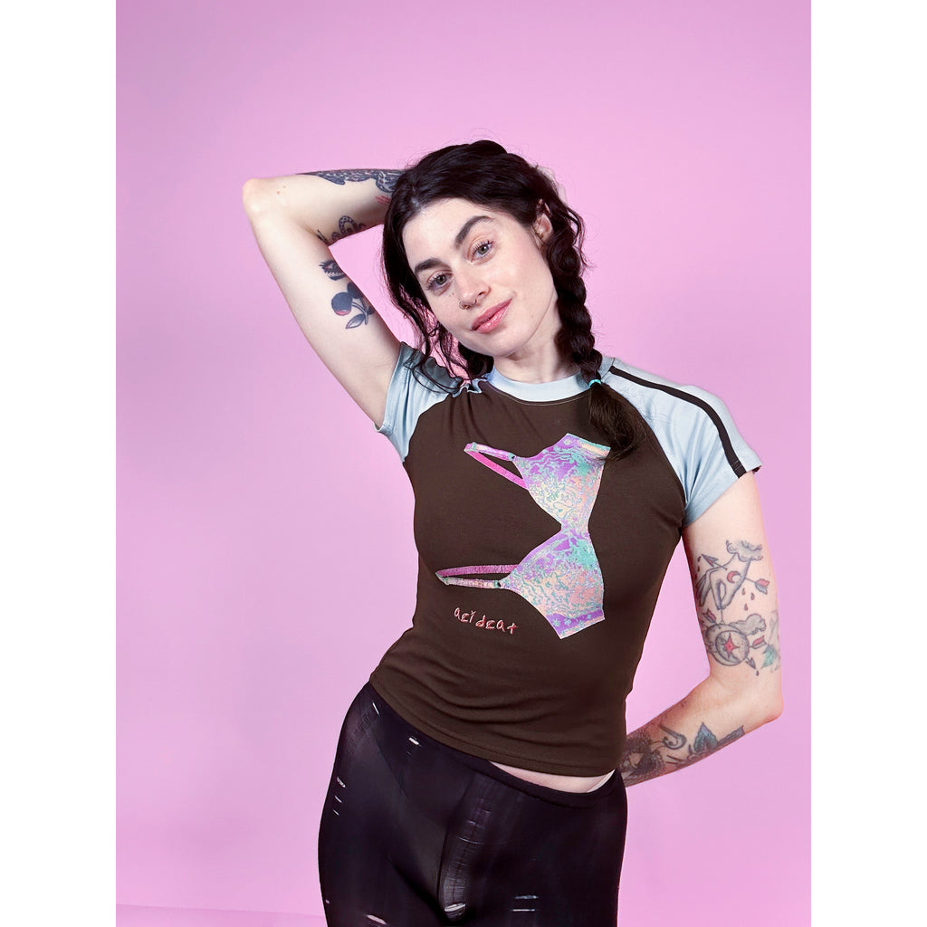 Side Bra Vibe Etcetera Brown And Blue T Shirt