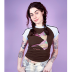 Side Bra Vibe Etcetera Brown And Blue T Shirt