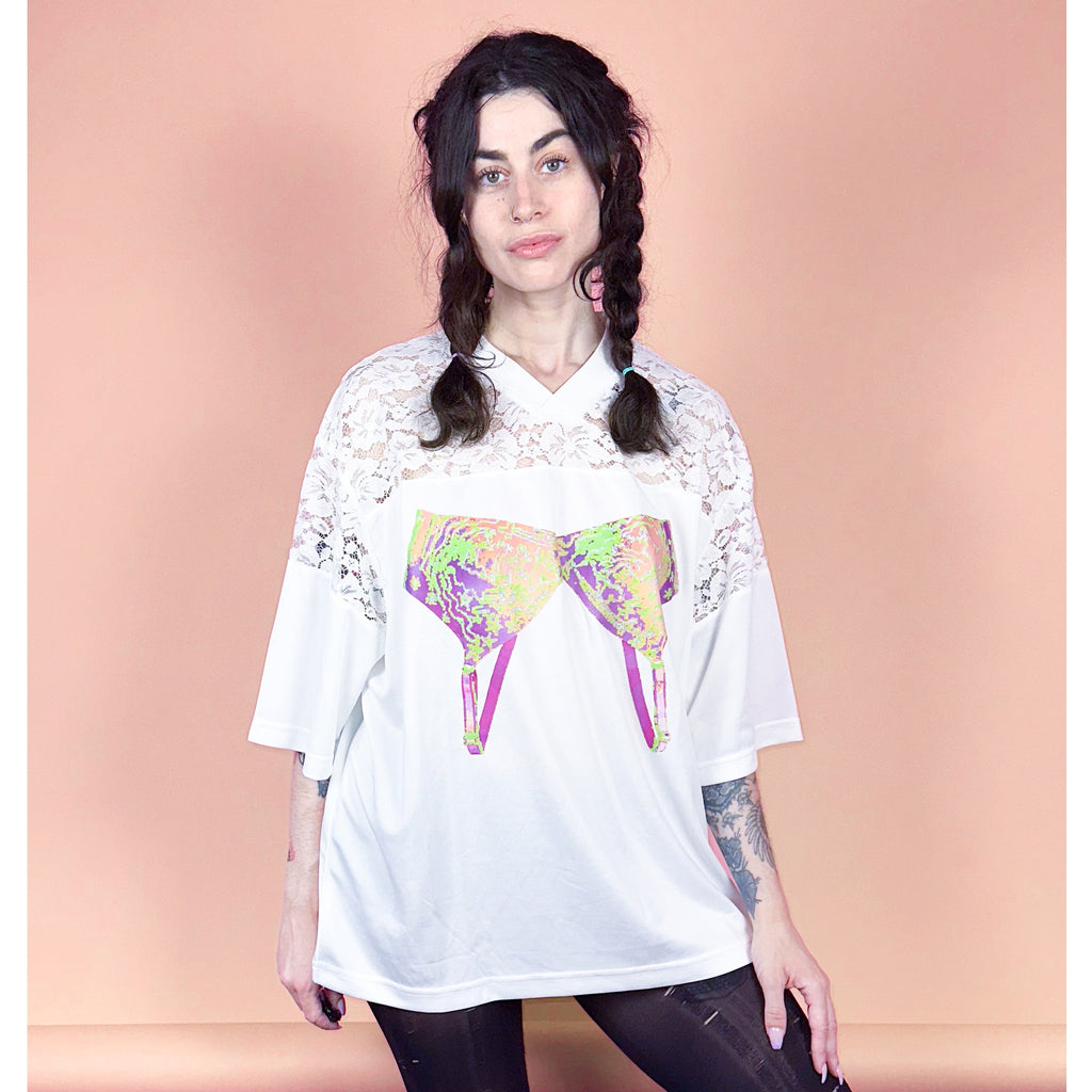 Upside Down Bra Vibe Etcetera White Lace Mesh Jersey