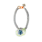 Yellow Rhinestone 90s Vintage Flower Double Chain Necklace
