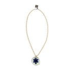 Purple Black Rhinestone 90s Flower Pendant Necklace