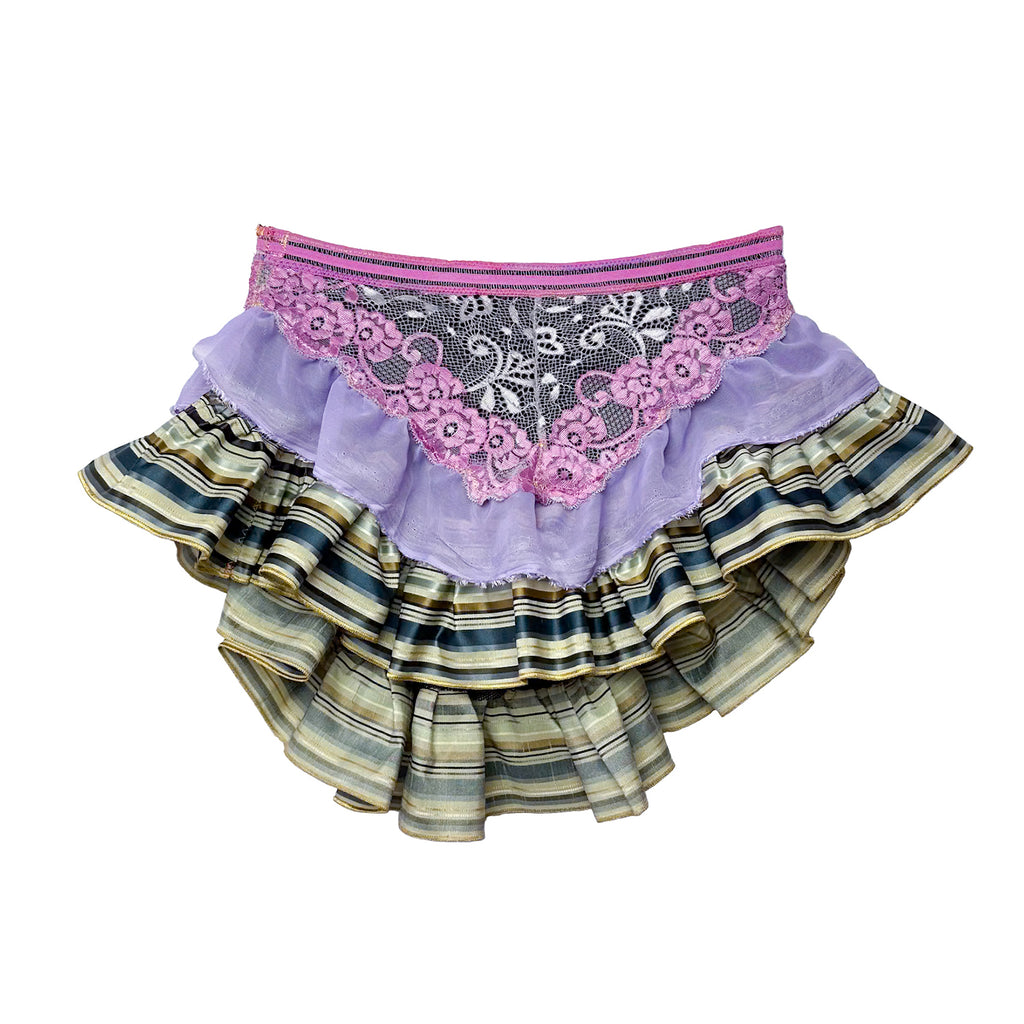 Lacey Ruffle Silver Flouncy Mini Skirt