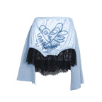 Light Blue Acid Kitty Sparkle Lace Mini Skirt