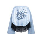 Light Blue Acid Kitty Sparkle Lace Mini Skirt