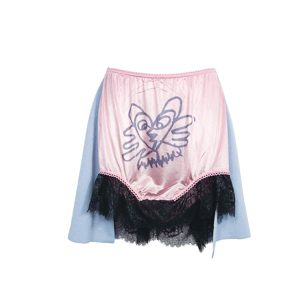 Pink Acid Kitty Sparkle Lace Mini Skirt