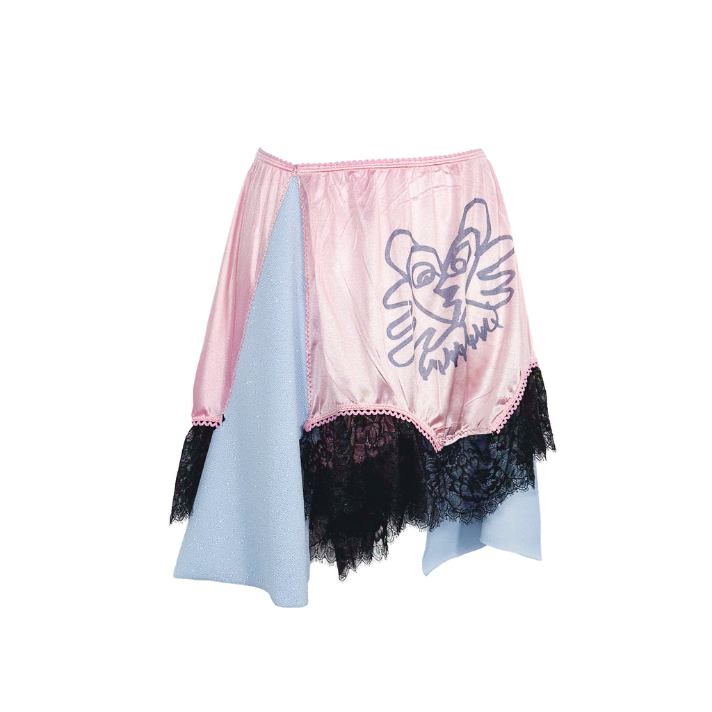 Pink Acid Kitty Sparkle Lace Mini Skirt