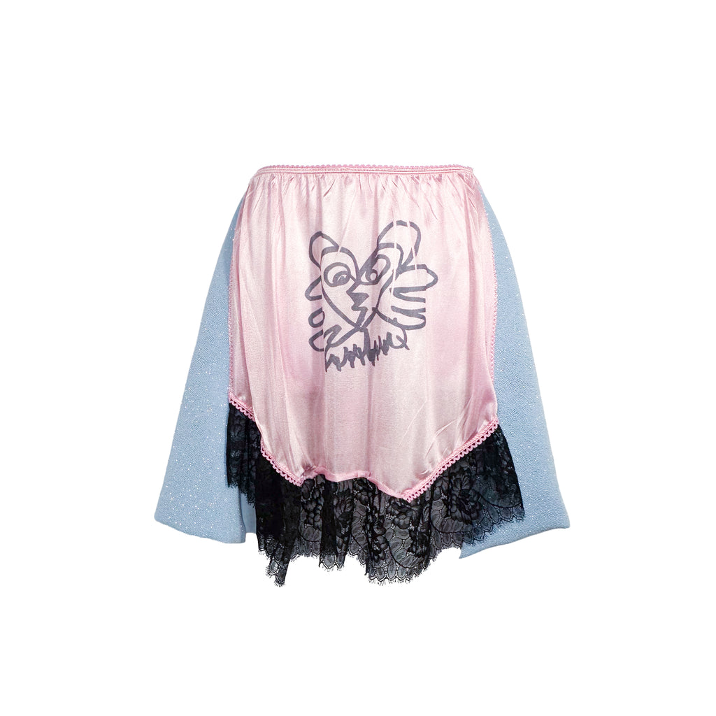Pink Acid Kitty Sparkle Lace Mini Skirt