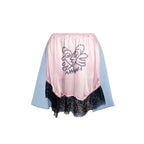 Pink Acid Kitty Sparkle Lace Mini Skirt