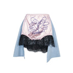 Light Pink Acid Kitty Sparkle Lace Mini Skirt