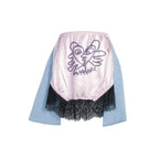 Light Pink Acid Kitty Sparkle Lace Mini Skirt