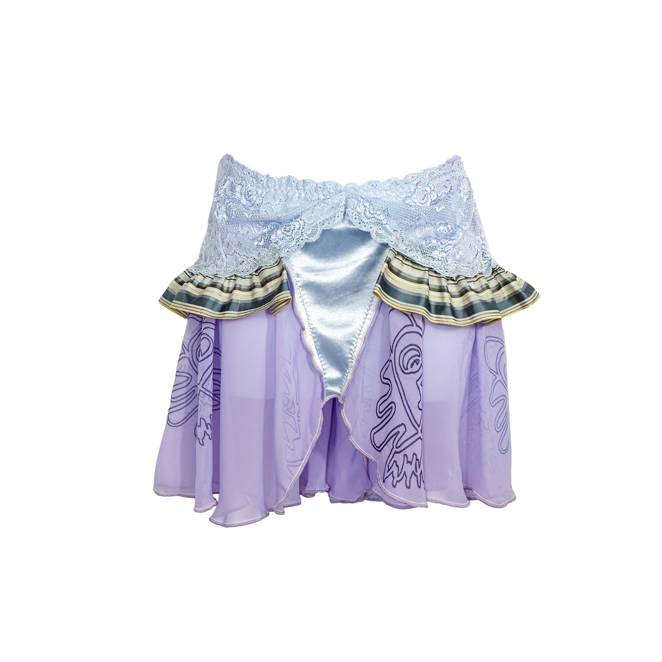 Purple Acid Kitty Flouncy Mini Skirt