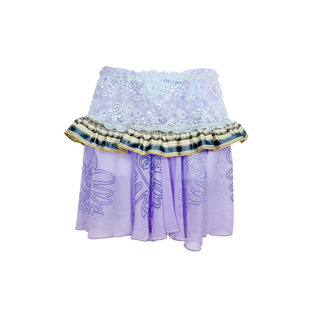 Purple Acid Kitty Flouncy Mini Skirt